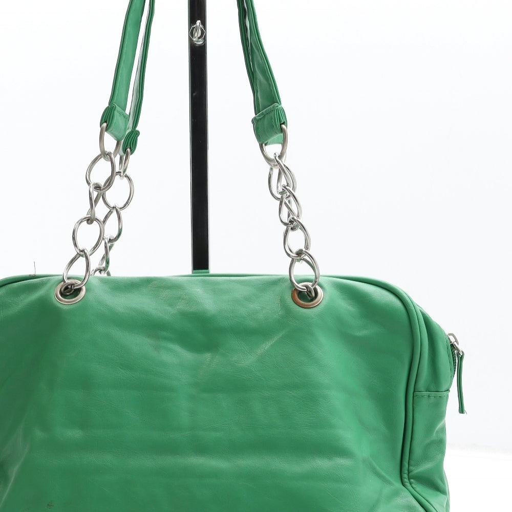 Preworn Womens Green Polyurethane Top Handle Bag Size Small