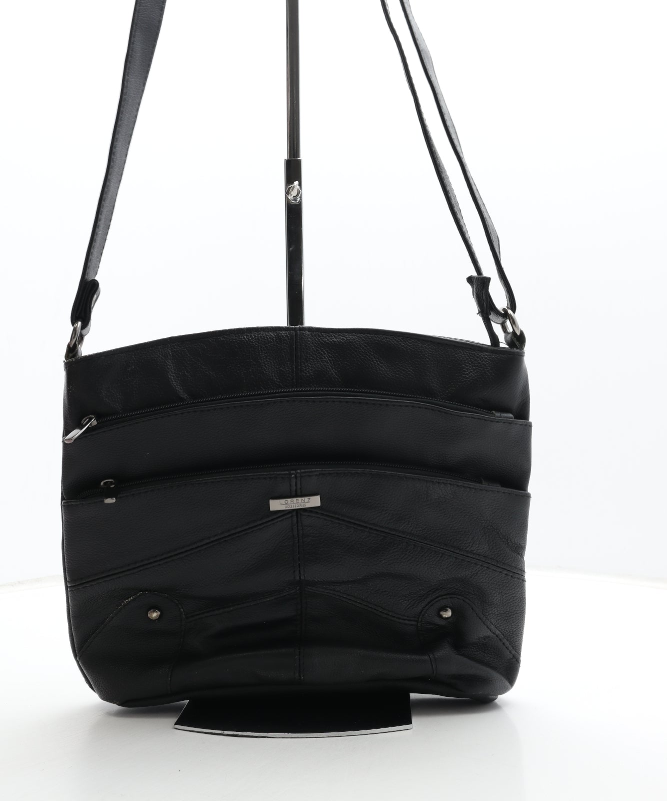 Lorenz Womens Black Leather Crossbody Size Medium