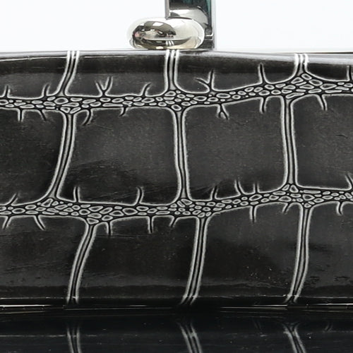 Elementz Womens Grey Animal Print Polyurethane Clutch Size Small - Croc Texture