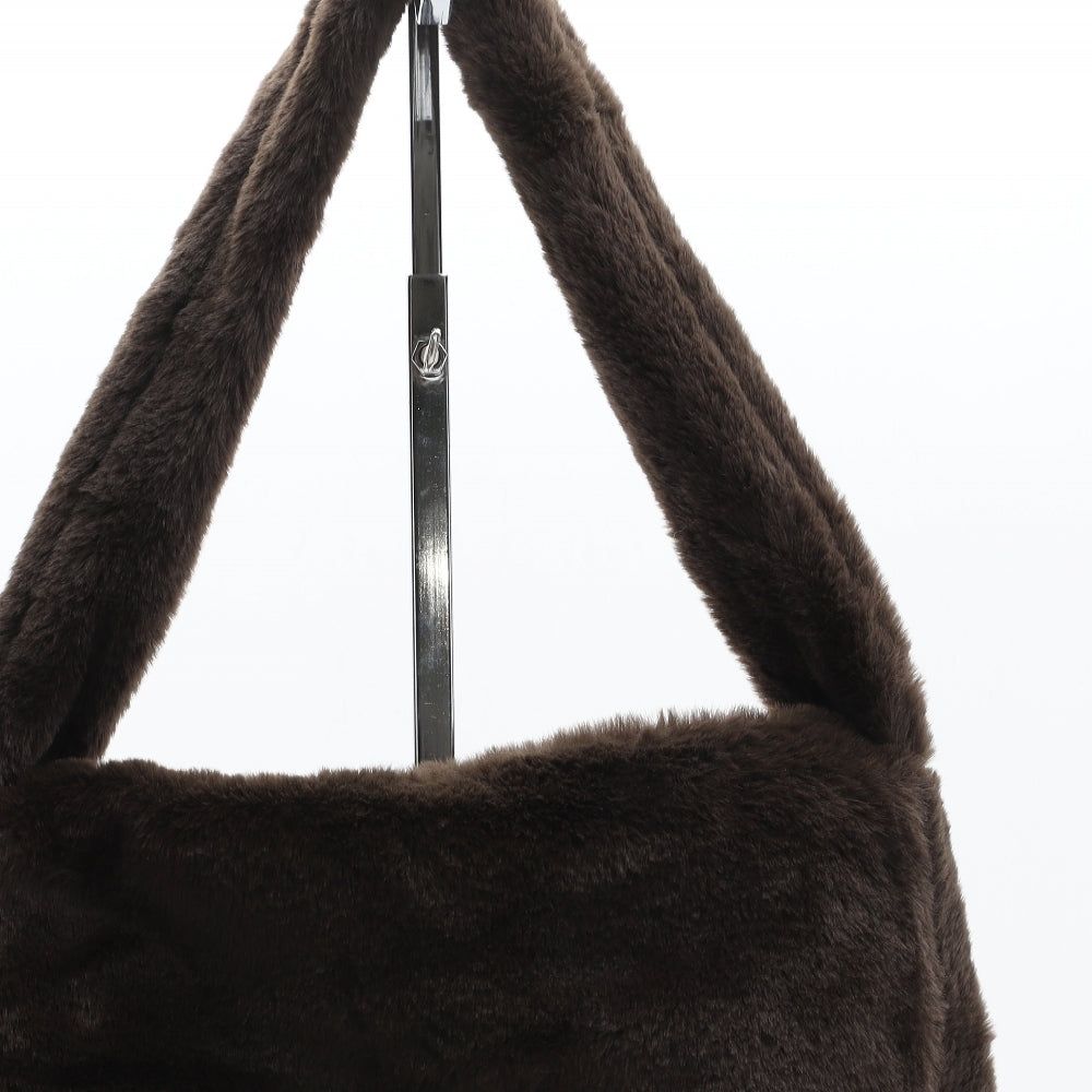 H&M Womens Brown Polyester Shoulder Bag Size Medium - Faux Fur