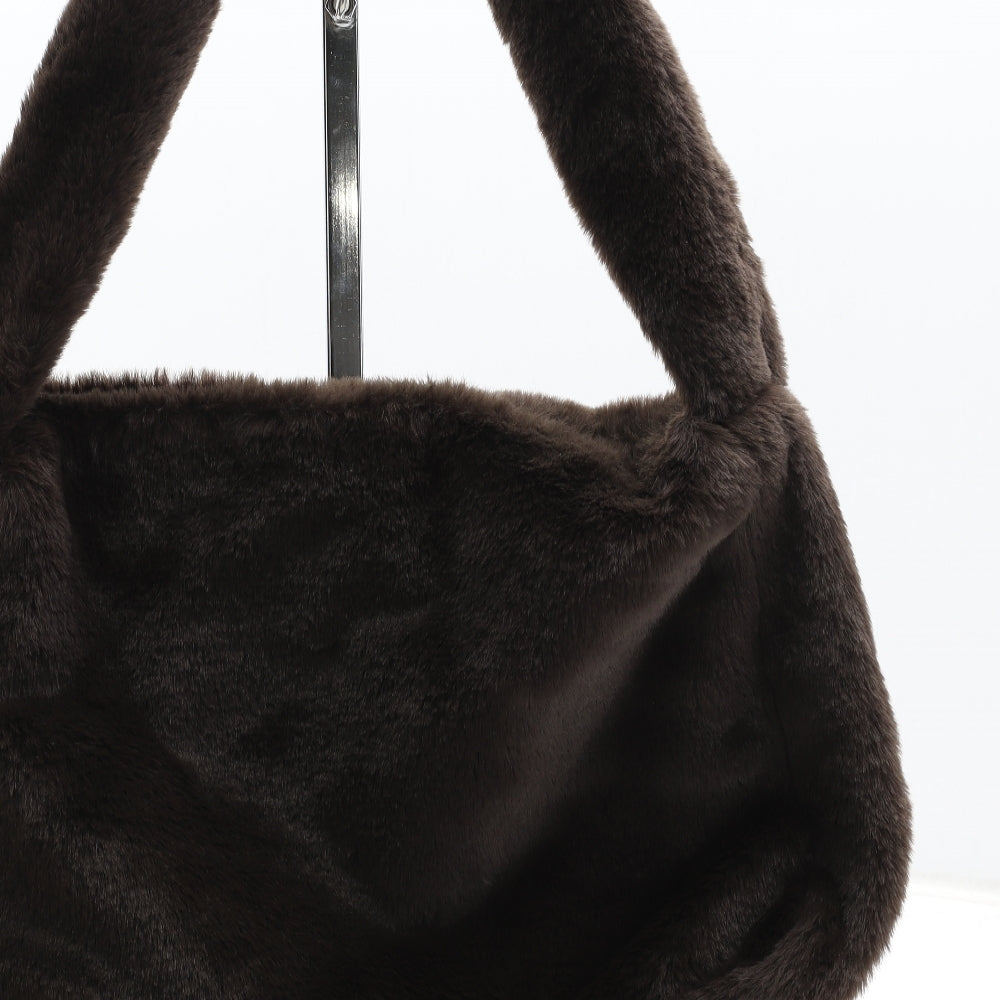 H&M Womens Brown Polyester Shoulder Bag Size Medium - Faux Fur