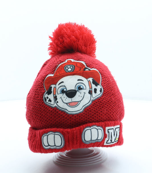 Nutmeg Boys Red Acrylic Bobble Hat One Size - Paw Patrol