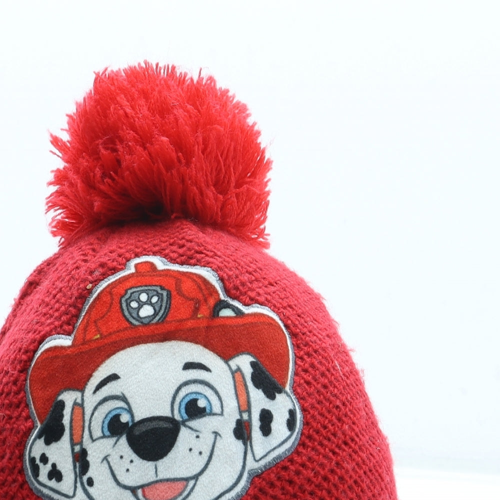 Nutmeg Boys Red Acrylic Bobble Hat One Size - Paw Patrol