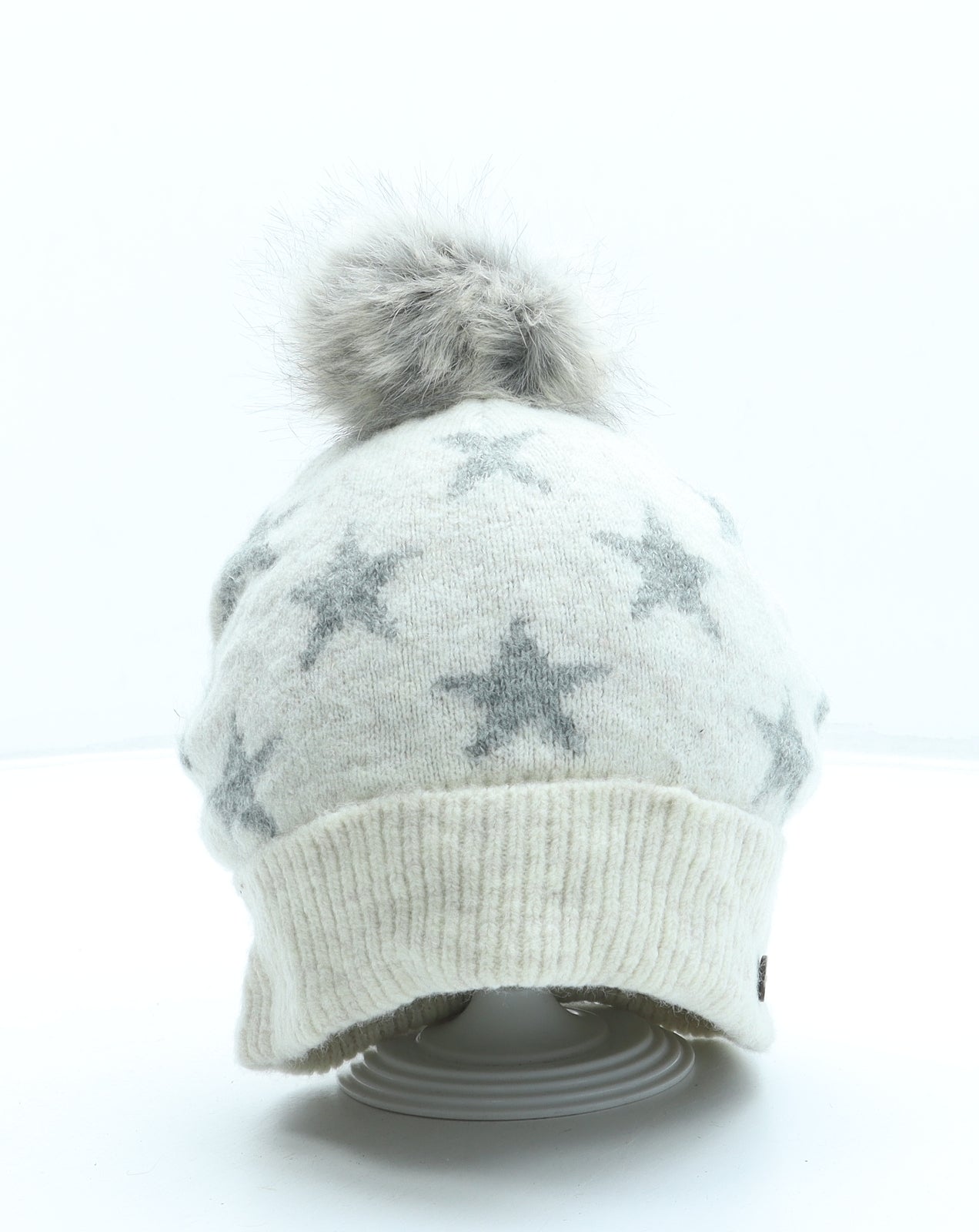 Fat Face Womens Grey Geometric Acrylic Bobble Hat One Size - Stars
