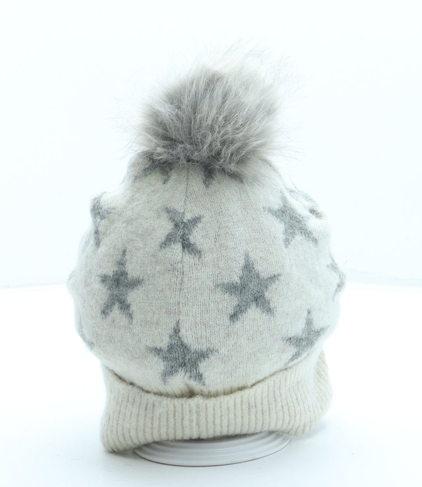 Fat Face Womens Grey Geometric Acrylic Bobble Hat One Size - Stars