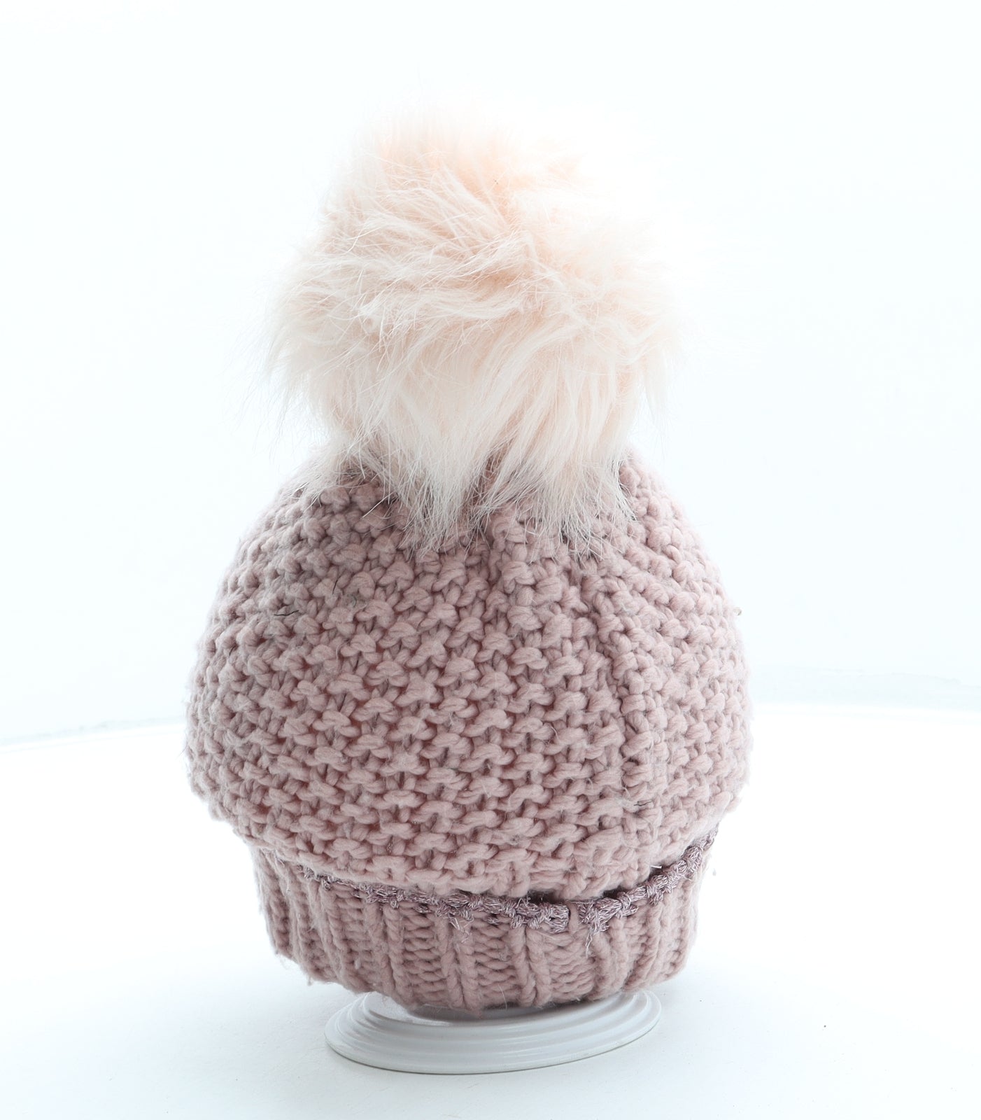 NEXT Girls Pink Acrylic Bobble Hat One Size - Pom Pom