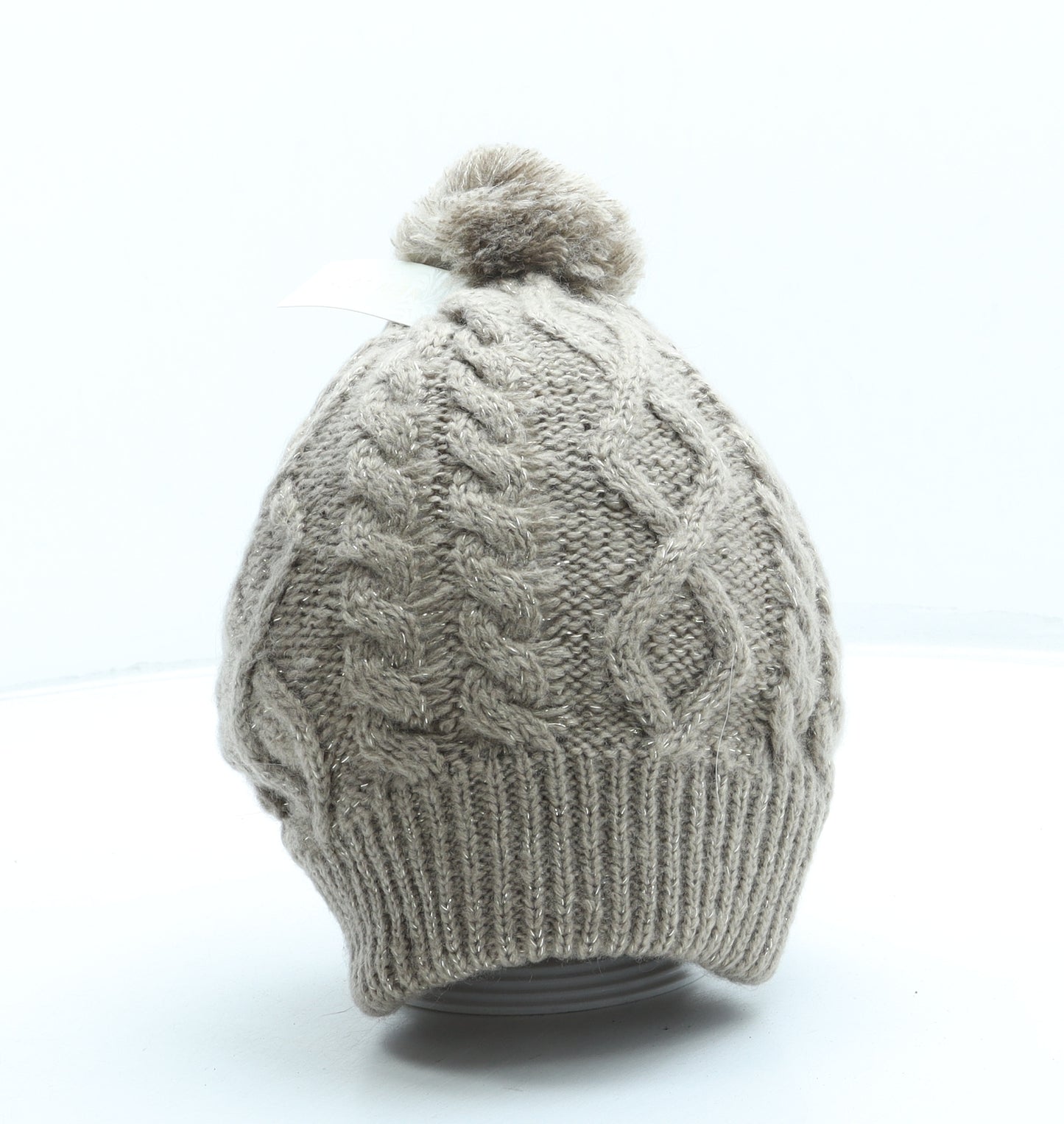 New Look Womens Beige Acrylic Bobble Hat One Size - Pom Pom