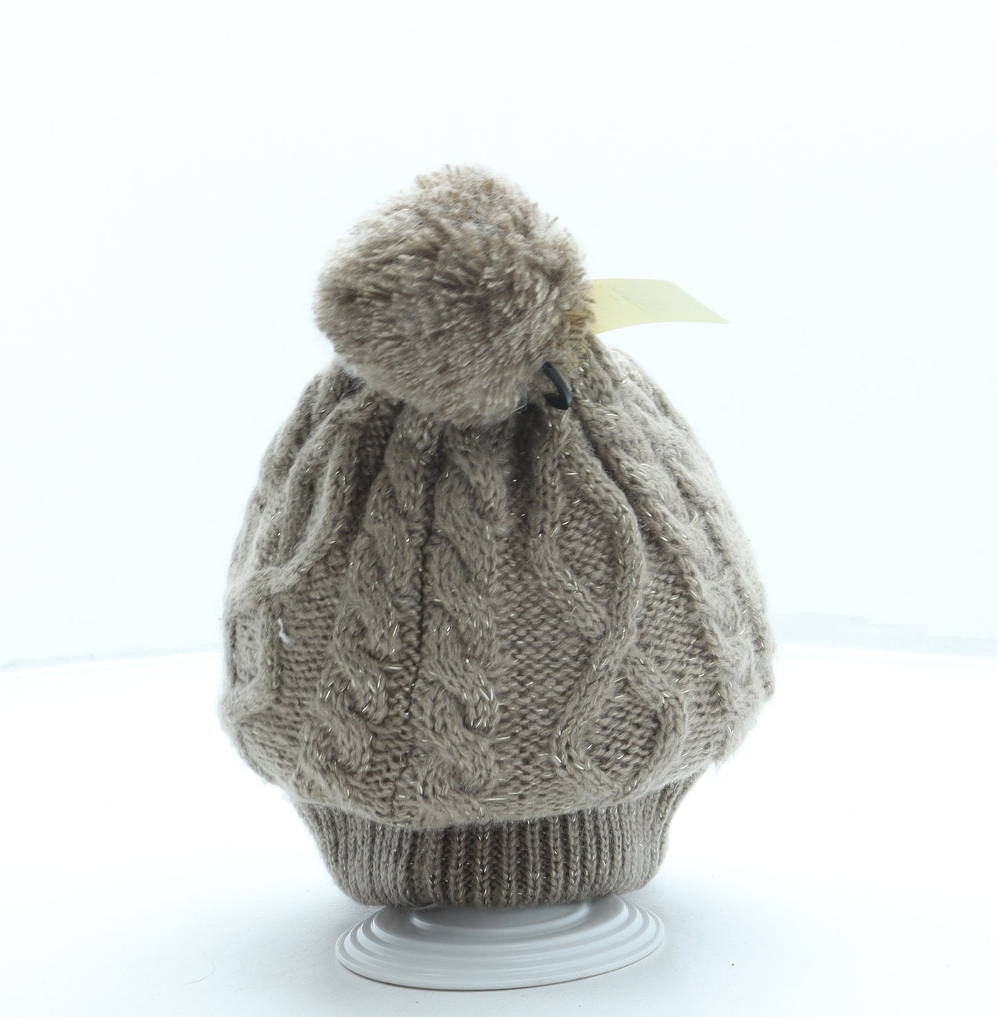 New Look Womens Beige Acrylic Bobble Hat One Size - Pom Pom