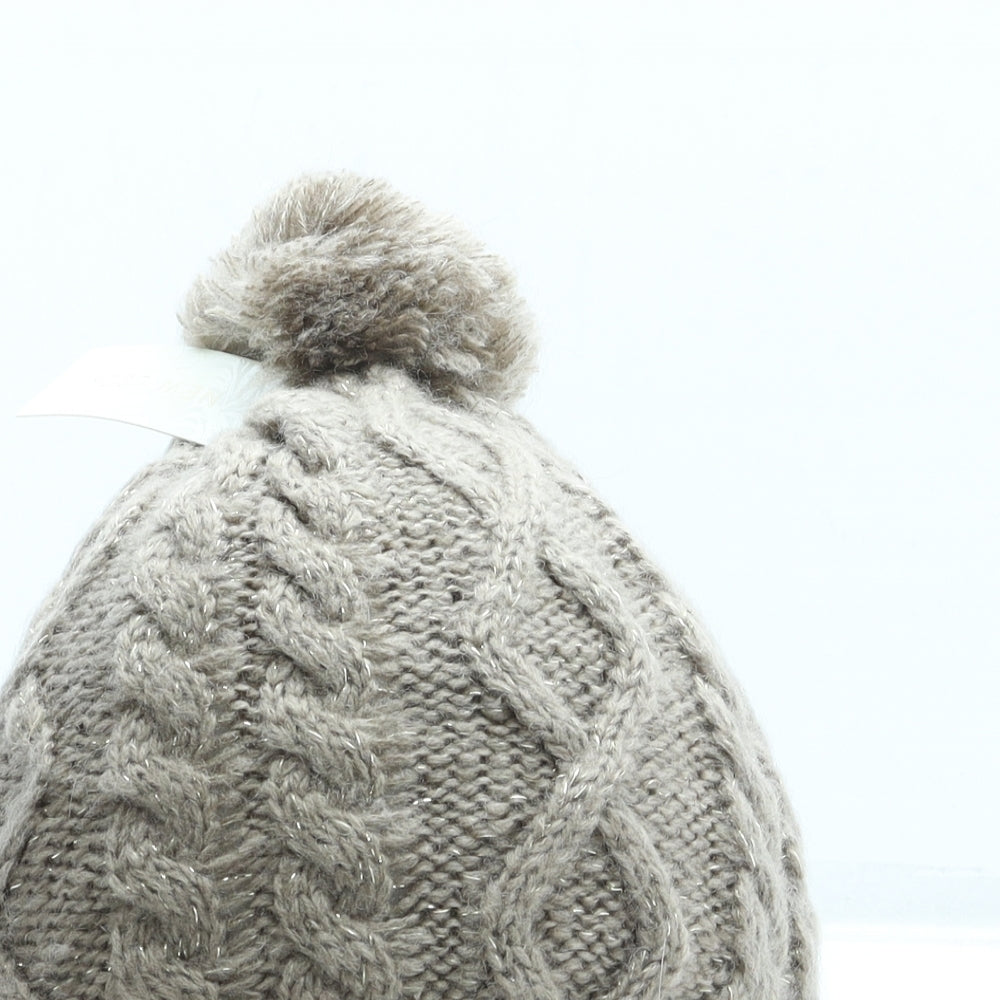 New Look Womens Beige Acrylic Bobble Hat One Size - Pom Pom