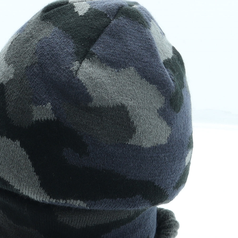 TU Boys Blue Camouflage Acrylic Beanie One Size - Gloves included