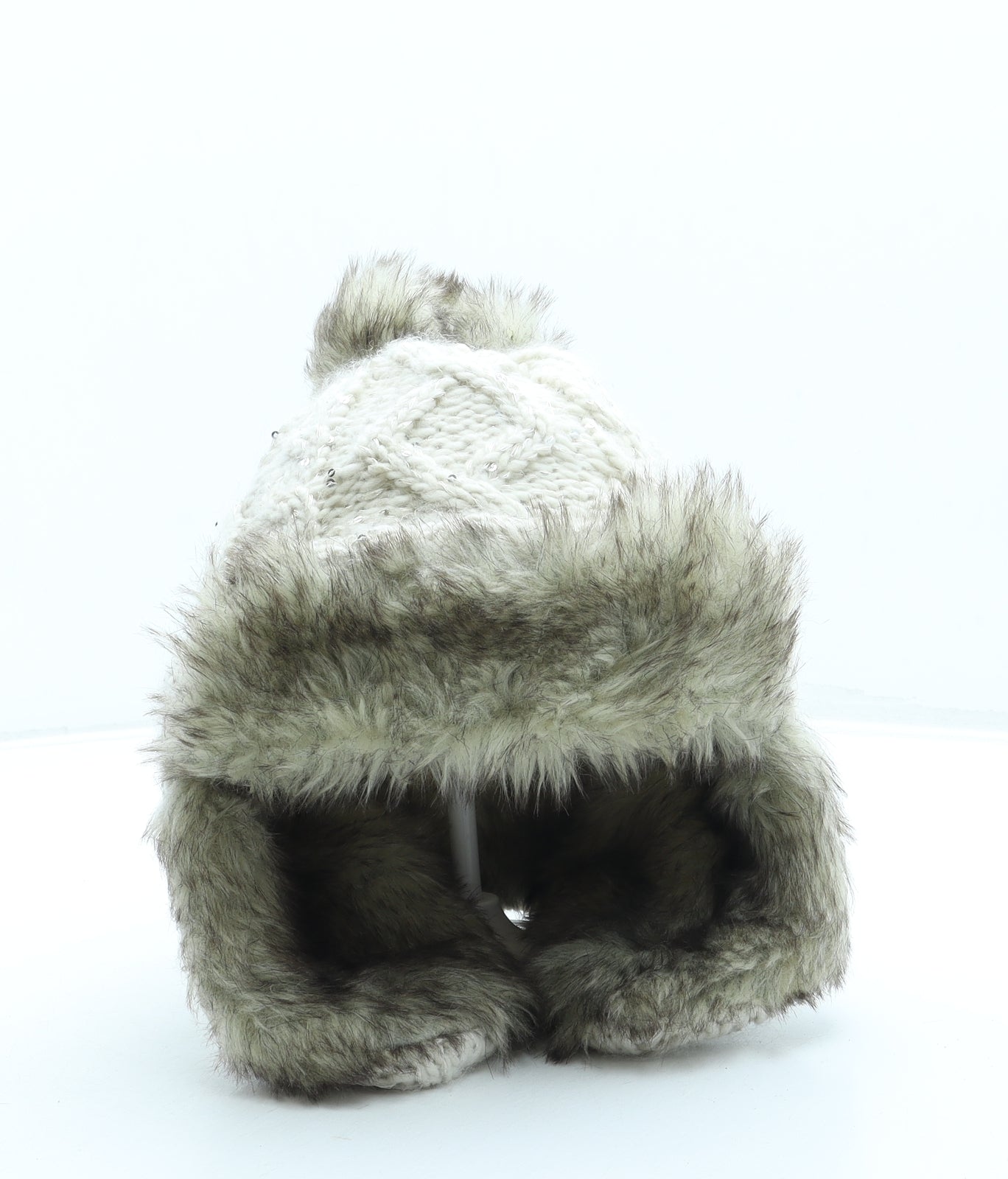 Peacocks Girls Beige Acrylic Bonnet One Size - Pom Pom