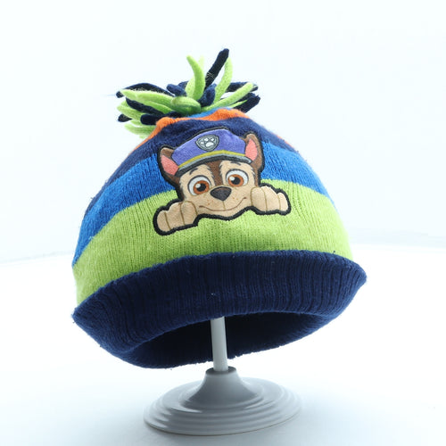 George Boys Blue Striped Acrylic Bobble Hat One Size - Paw Patrol