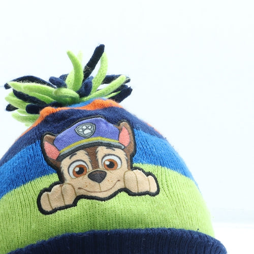 George Boys Blue Striped Acrylic Bobble Hat One Size - Paw Patrol