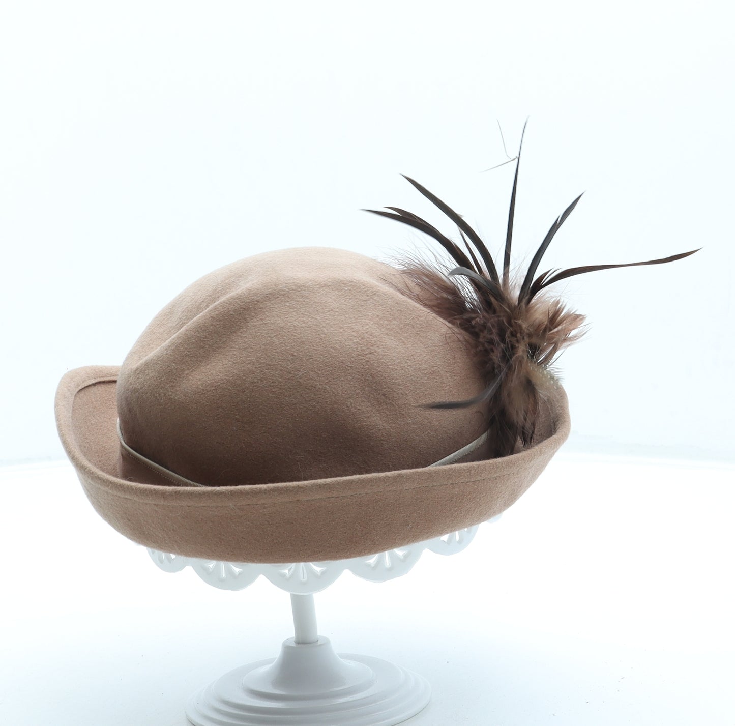 Right Impression Womens Brown Wool Fedora One Size - Feathers