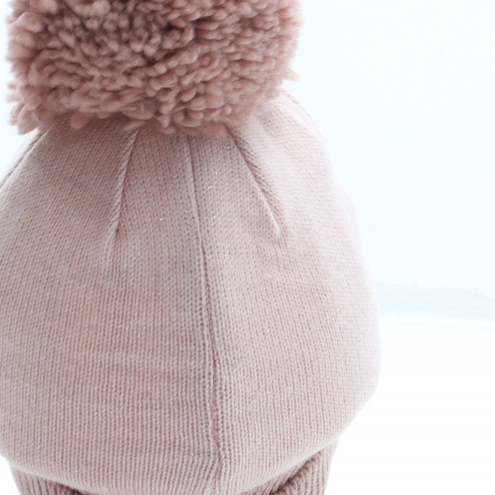 George Girls Pink Acrylic Bobble Hat One Size - Pudsey Bear