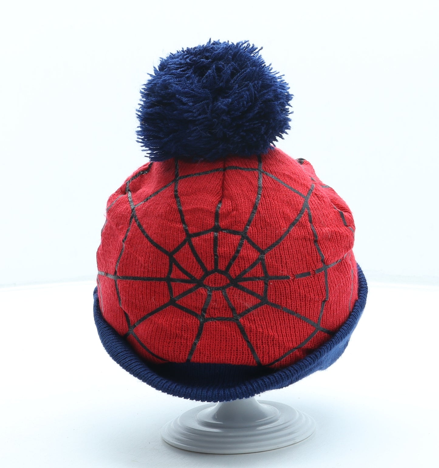 Spiderman Boys Red Acrylic Bobble Hat One Size