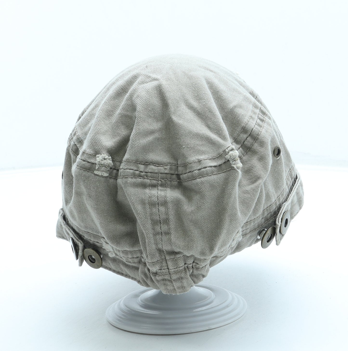 Preworn Boys Beige Cotton Baseball Cap One Size - Skull