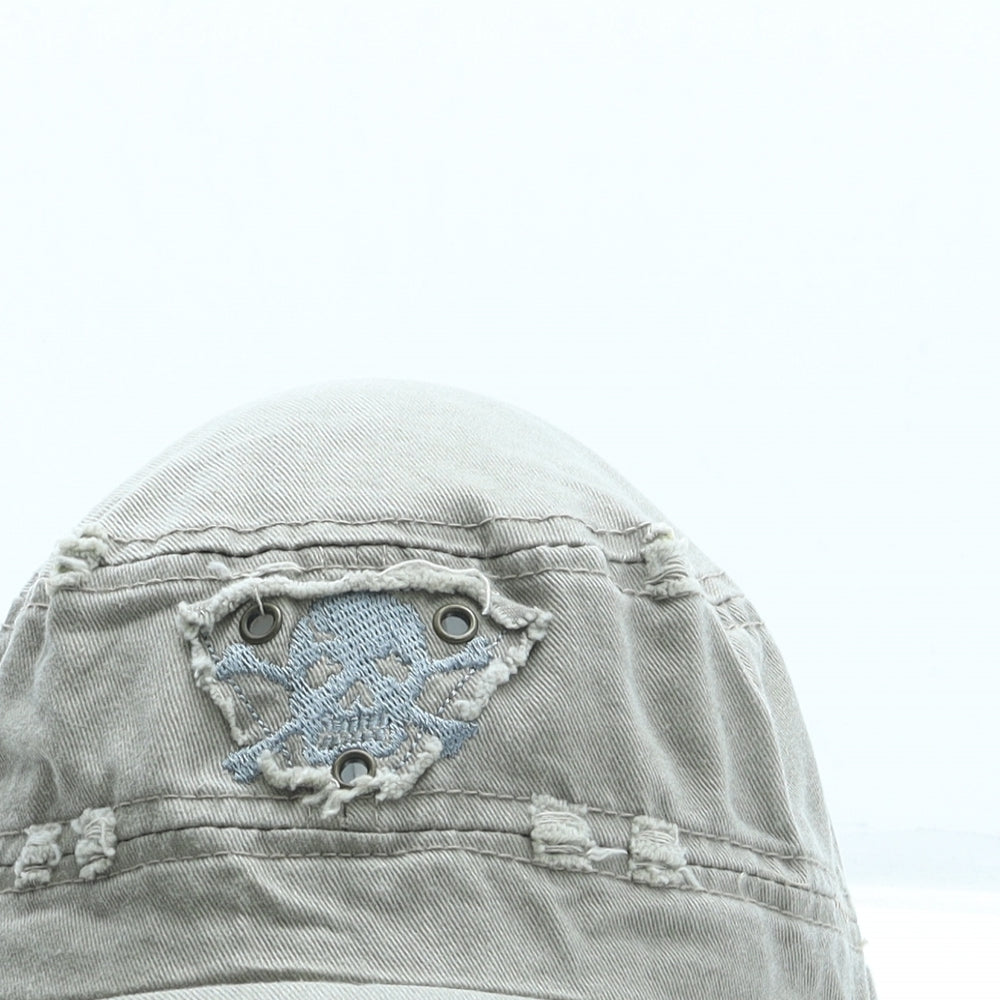 Preworn Boys Beige Cotton Baseball Cap One Size - Skull