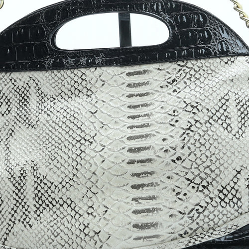 River Island Womens Black Geometric Leather Top Handle Bag Size Medium - Snake Print