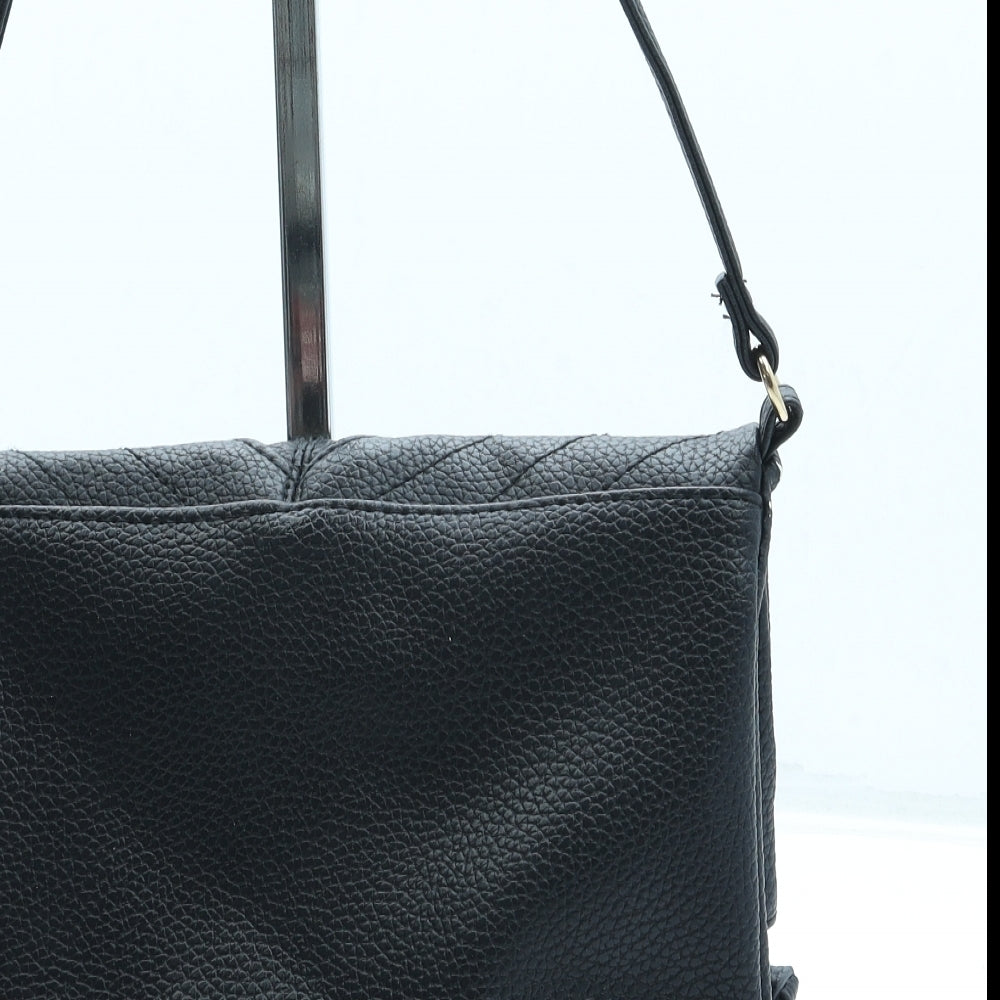 New Look Womens Black Leather Crossbody Size Small