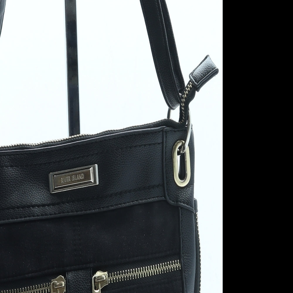 River Island Womens Black Leather Crossbody Size Small
