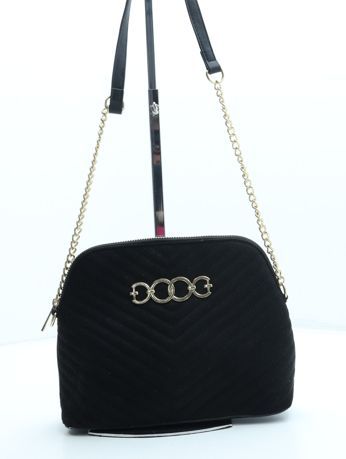New Look Womens Black Geometric Polyester Crossbody Size Small