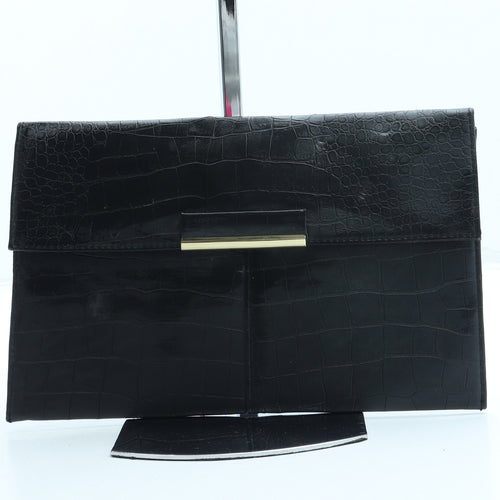 Dorothy Perkins Womens Black Animal Print Polyester Clutch Size Small