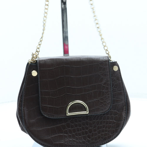 New Look Womens Brown Animal Print Polyurethane Crossbody Size Small