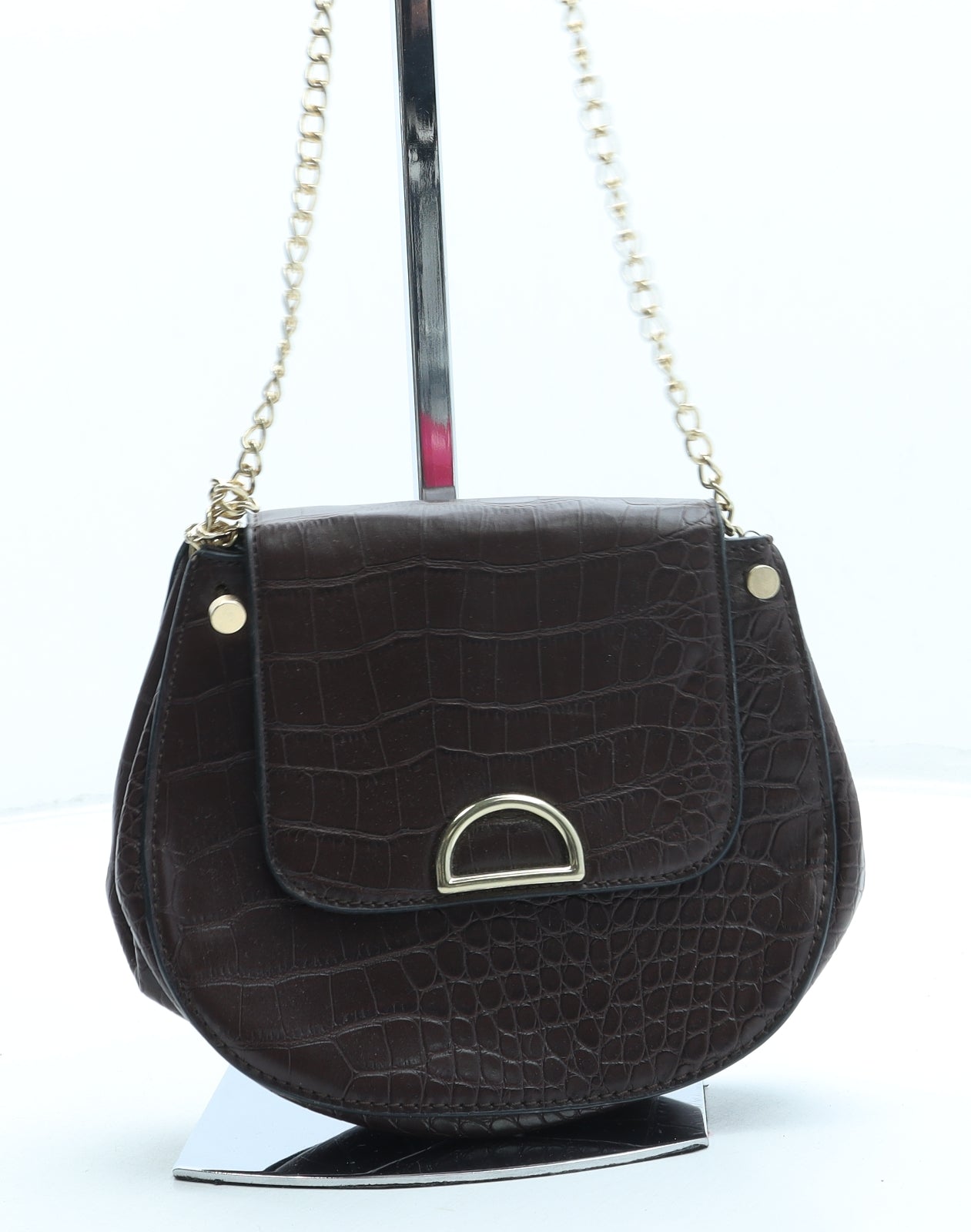 New Look Womens Brown Animal Print Polyurethane Crossbody Size Small