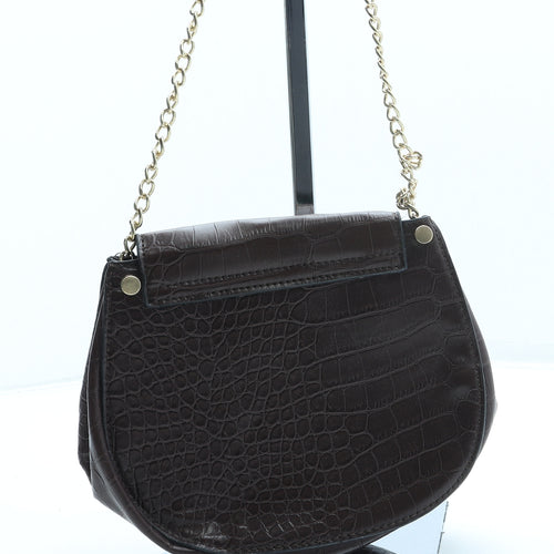 New Look Womens Brown Animal Print Polyurethane Crossbody Size Small