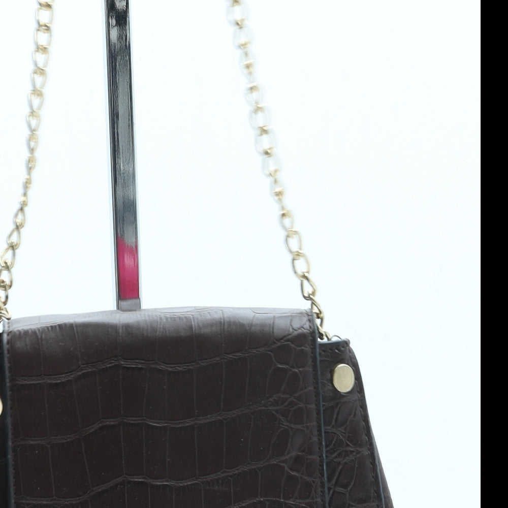 New Look Womens Brown Animal Print Polyurethane Crossbody Size Small