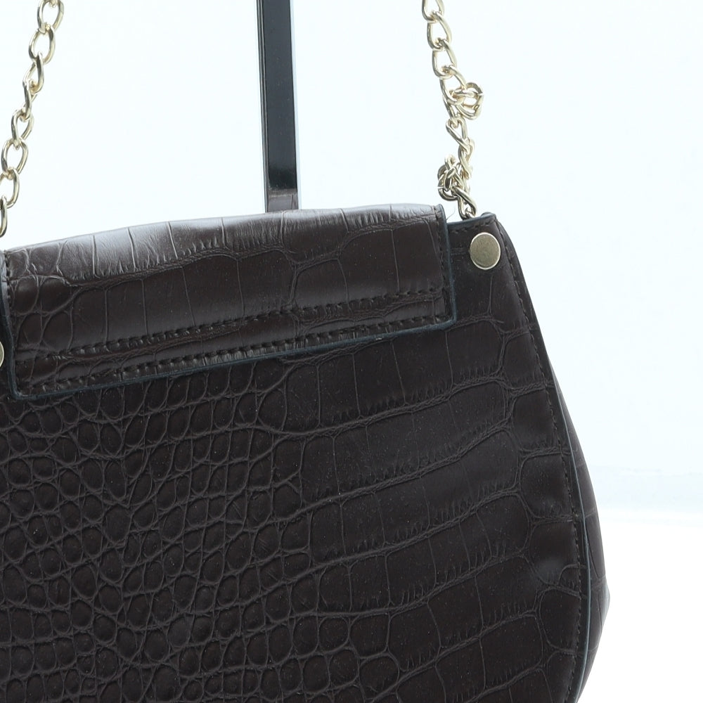 New Look Womens Brown Animal Print Polyurethane Crossbody Size Small