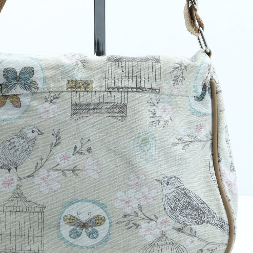 Preworn Womens Beige Floral Crossbody Size Small