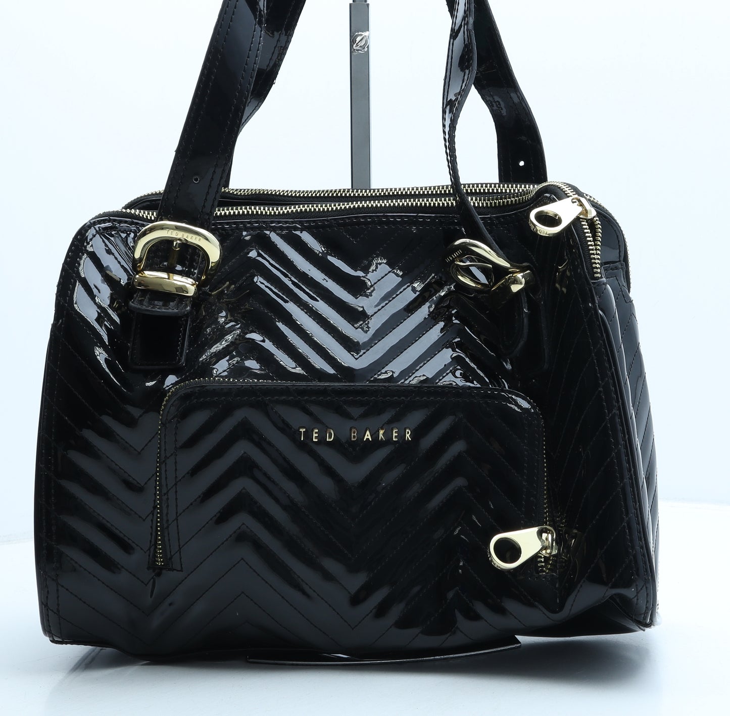 Ted Baker Womens Black PVC Top Handle Bag Size Medium