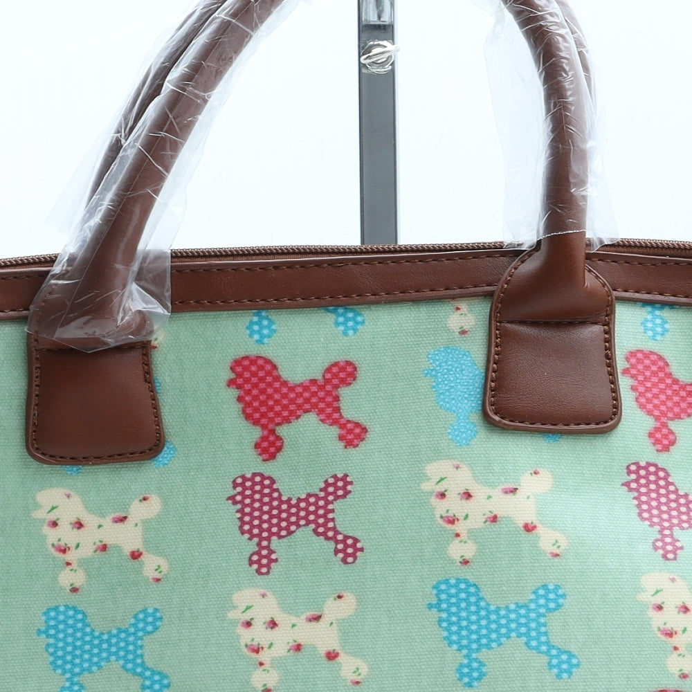 Preworn Womens Blue Geometric Polyurethane Top Handle Bag Size Medium - Poodle Print