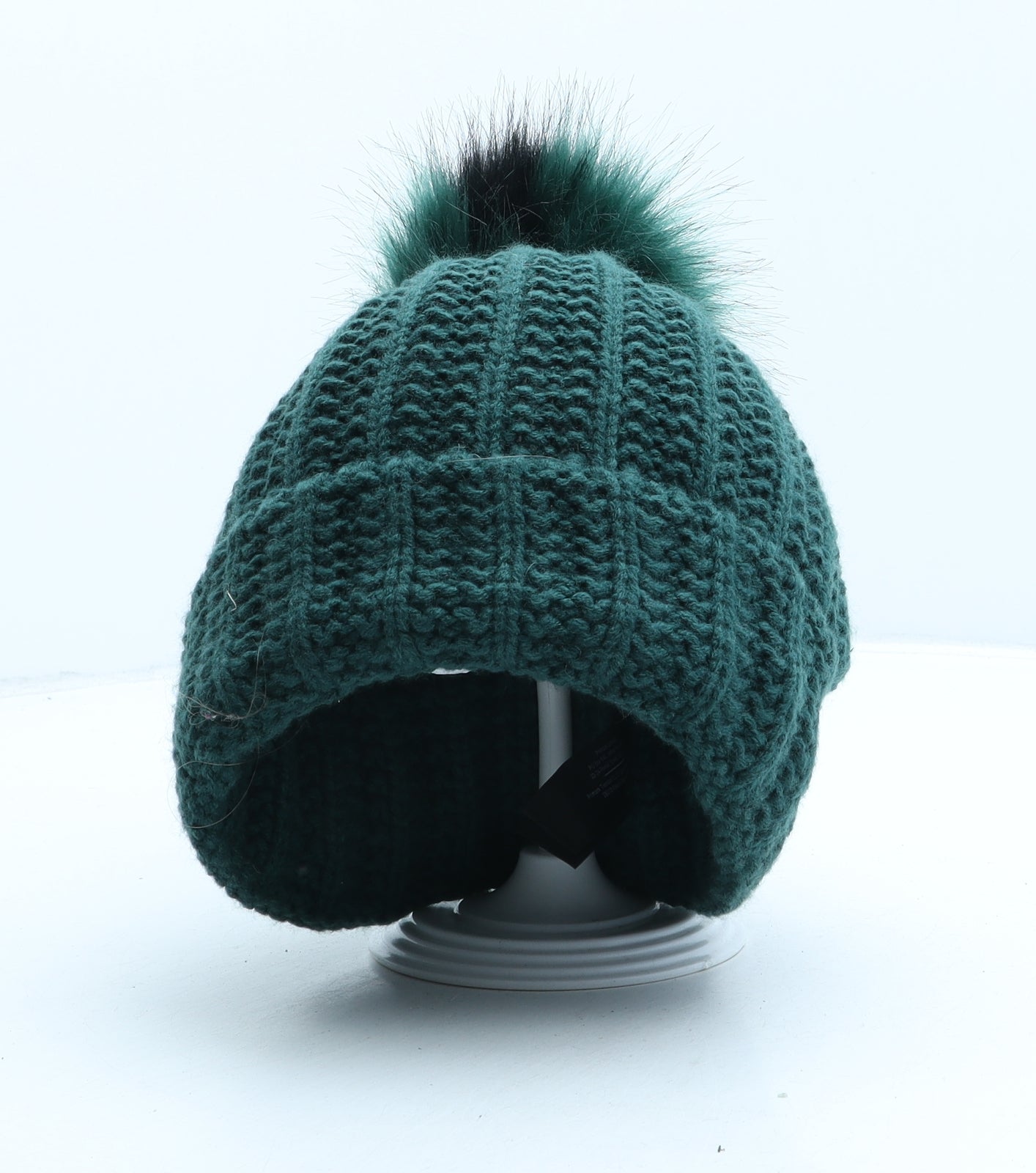 Primark Womens Green Acrylic Bobble Hat One Size