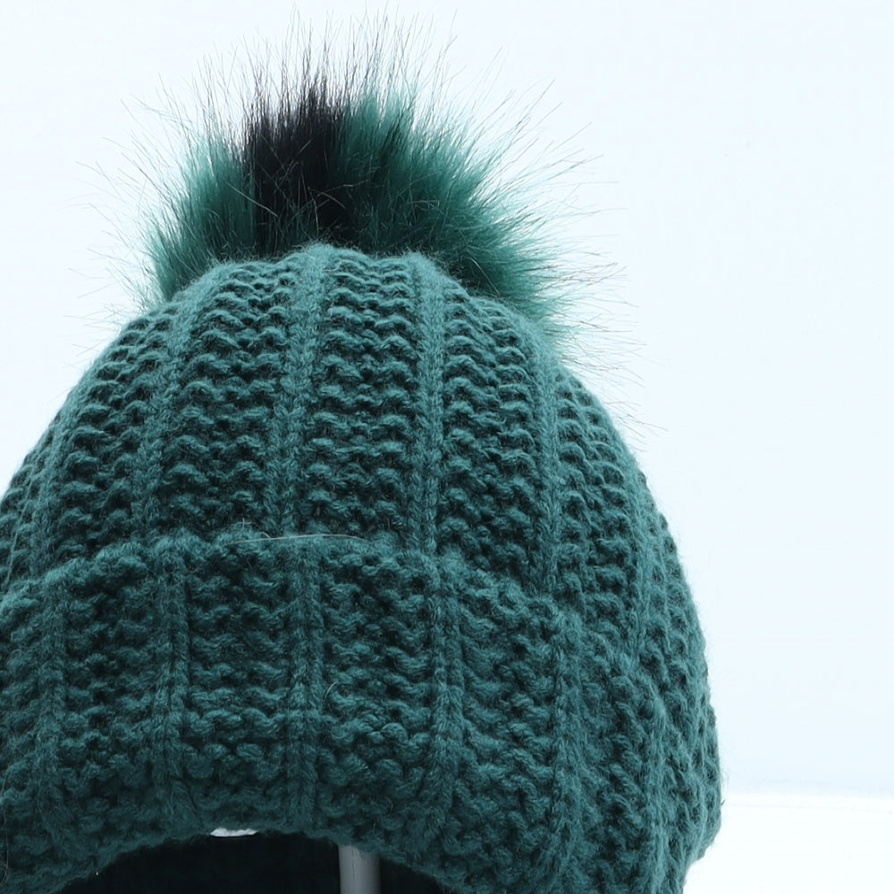 Primark Womens Green Acrylic Bobble Hat One Size