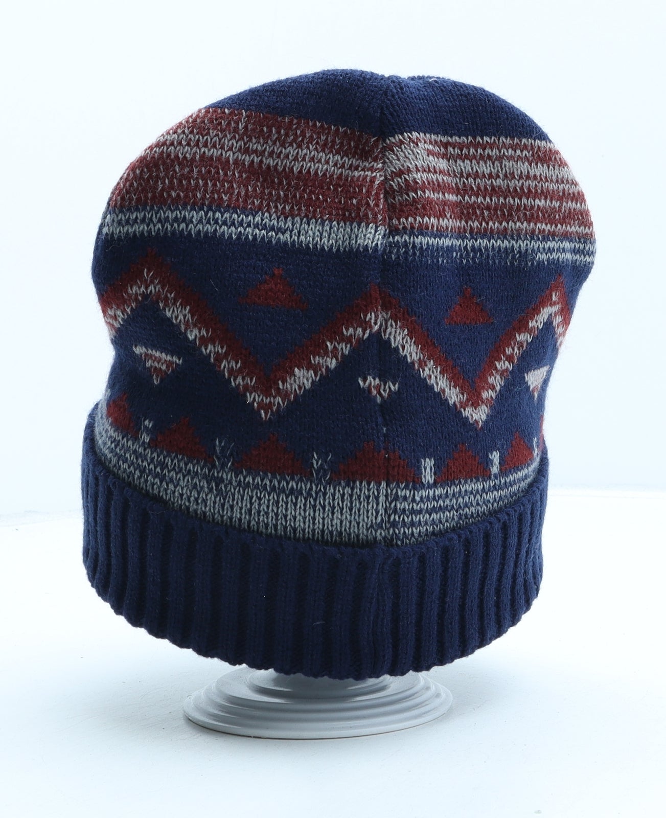 Cotton Traders Mens Blue Geometric Acrylic Beanie One Size