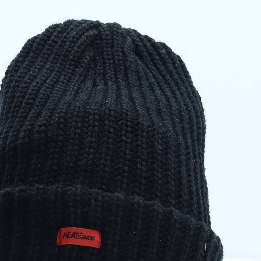 Heat Saver Mens Black Acrylic Beanie One Size