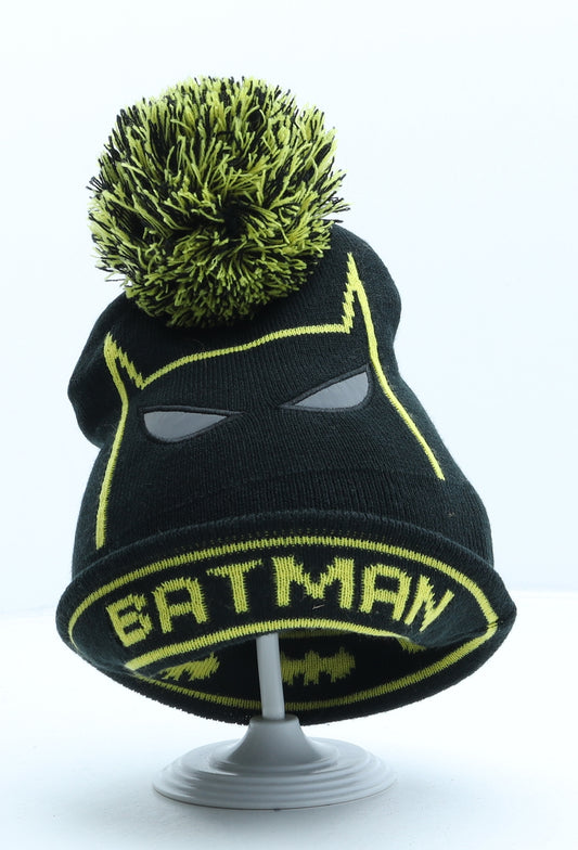 Batman Boys Black Acrylic Bobble Hat One Size