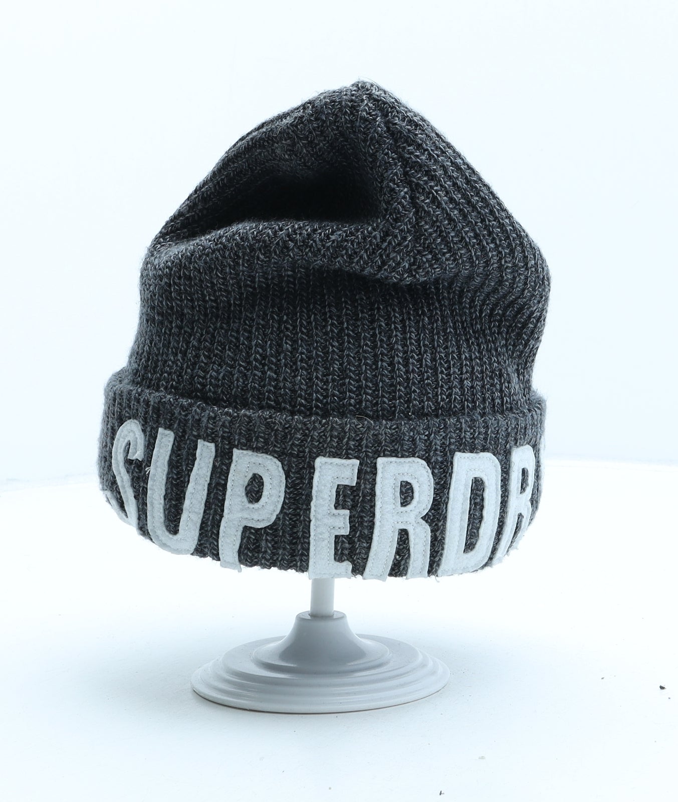 Superdry Mens Grey Acrylic Beanie One Size