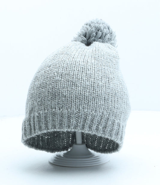 H&M Womens Grey Acrylic Bobble Hat One Size