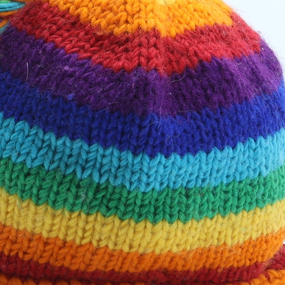 One World Is Enough Womens Multicoloured Striped Acrylic Bonnet One Size