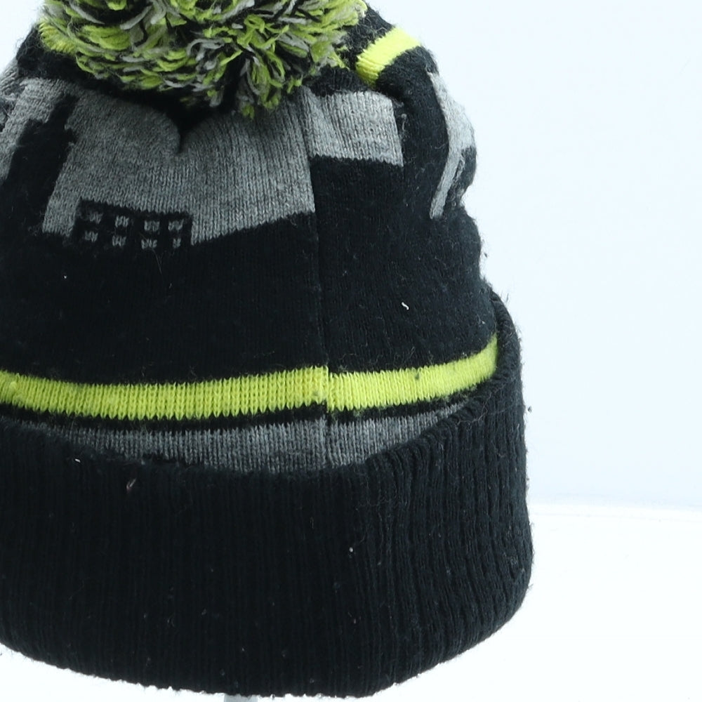 Primark Boys Black Acrylic Bobble Hat Size M