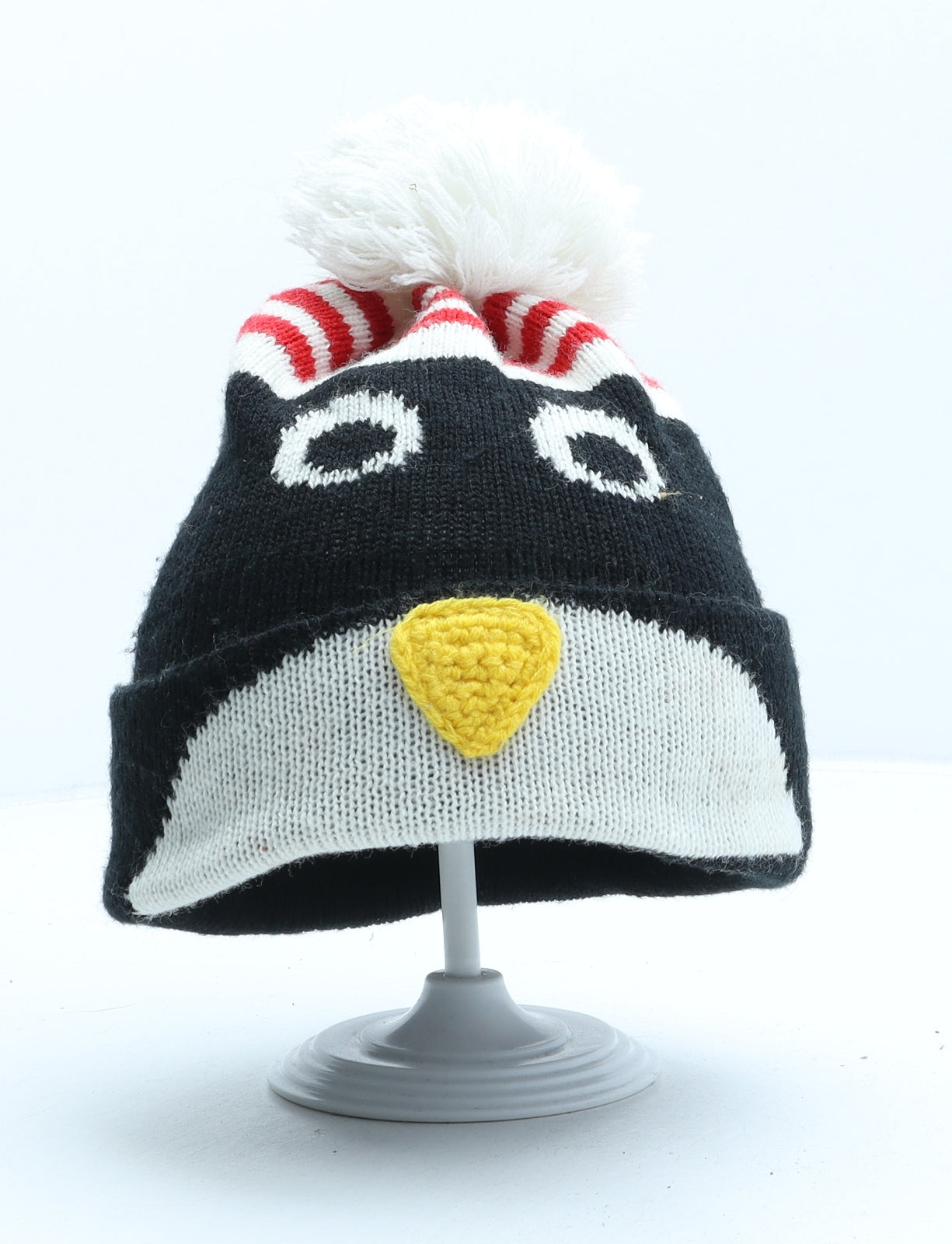 Jingle Bells Boys Black Acrylic Bobble Hat One Size - Penguin