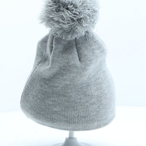 George Girls Grey Acrylic Bobble Hat One Size