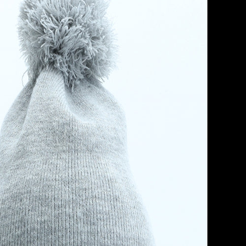 George Girls Grey Acrylic Bobble Hat One Size
