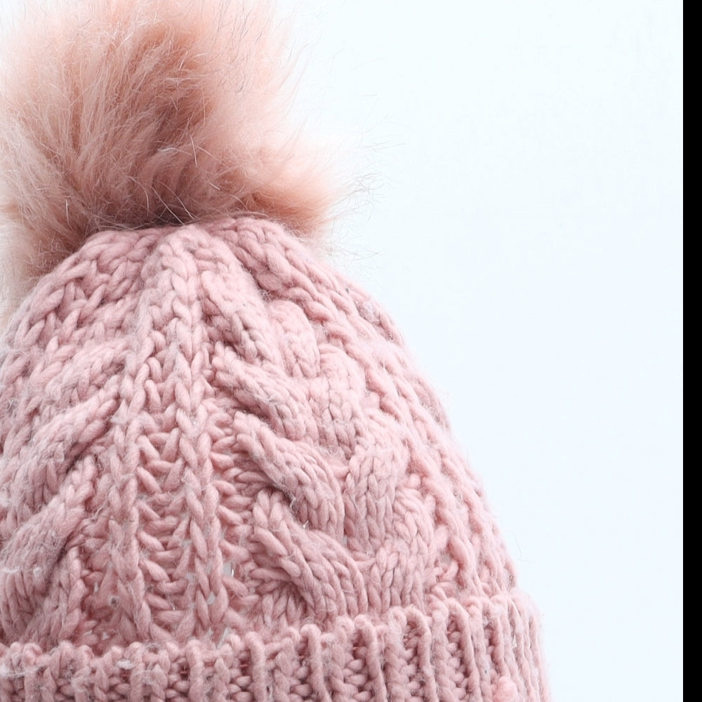 NEXT Girls Pink Acrylic Bobble Hat One Size