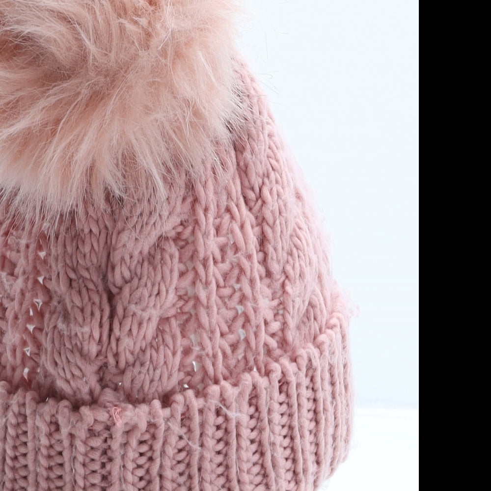 NEXT Girls Pink Acrylic Bobble Hat One Size