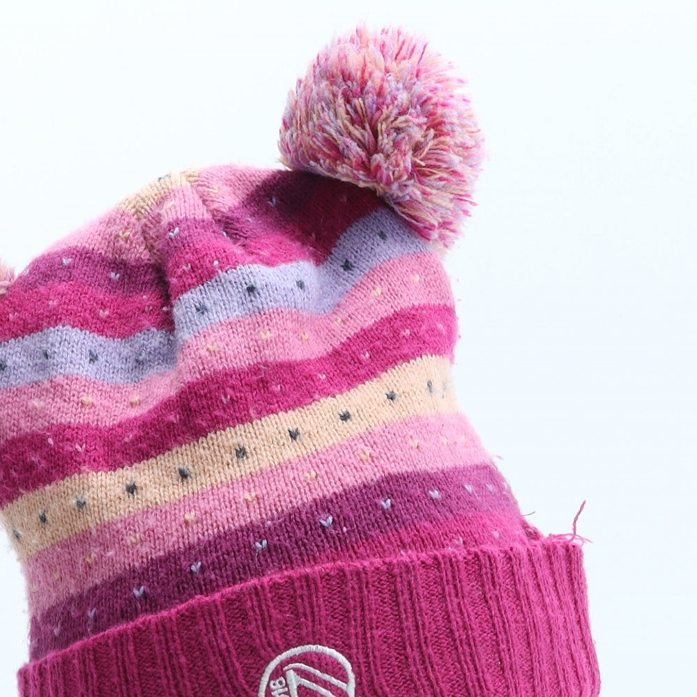 ONeills Girls Multicoloured Striped Acrylic Bobble Hat One Size